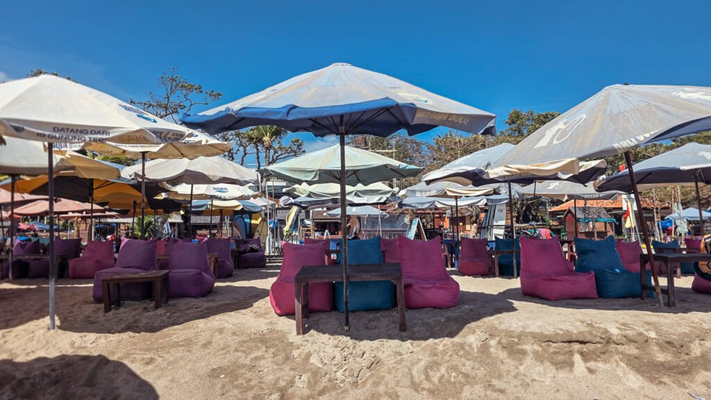 Morning beach preparation in Bali before tourists arrive