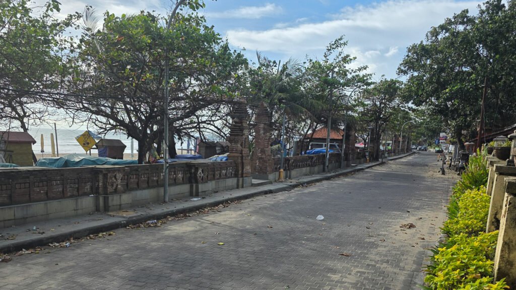 Empty street in Bali during Nyepi with no traffic, no people, and minimal activity