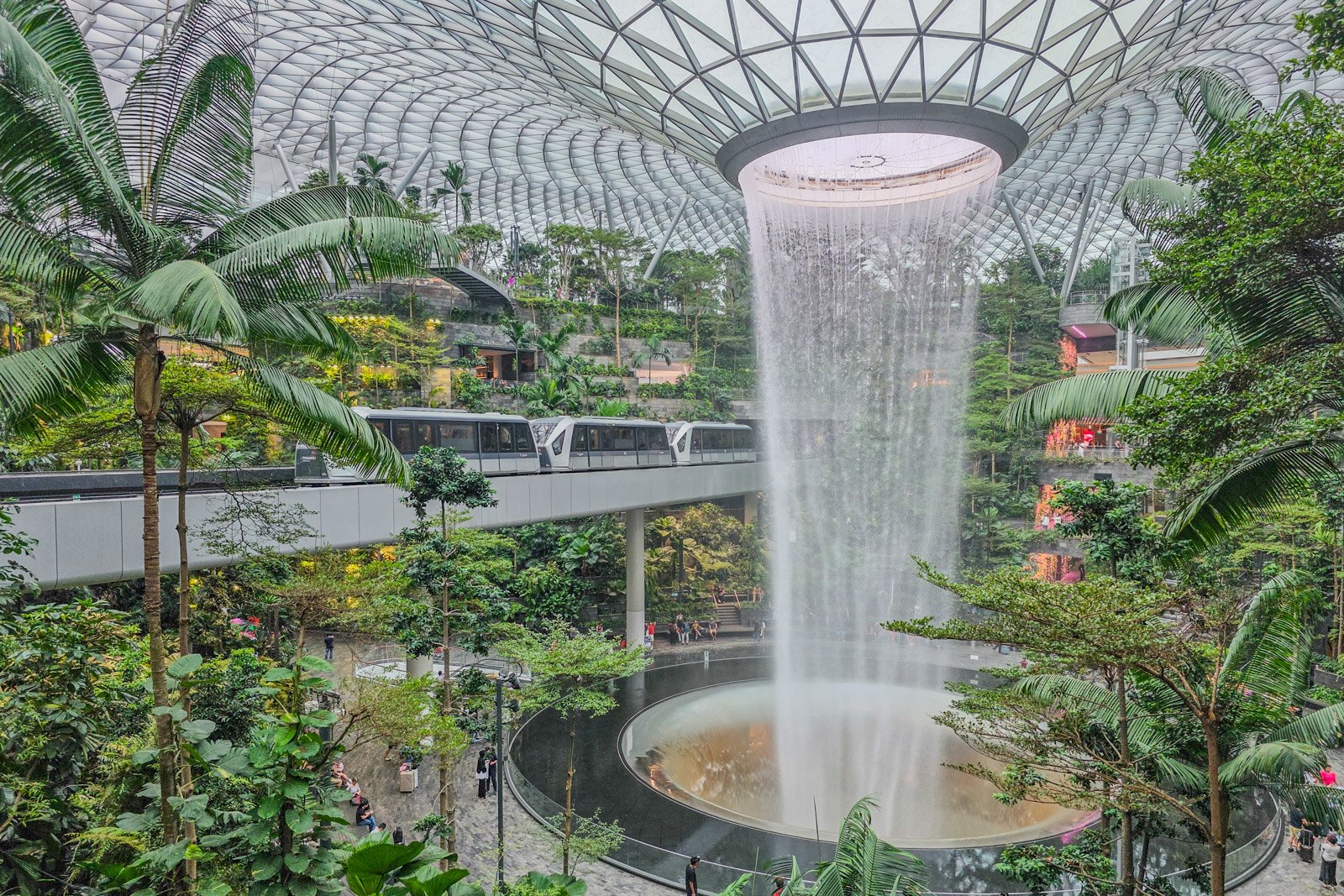 Interior view of Jewel Changi Airport during transit between countries